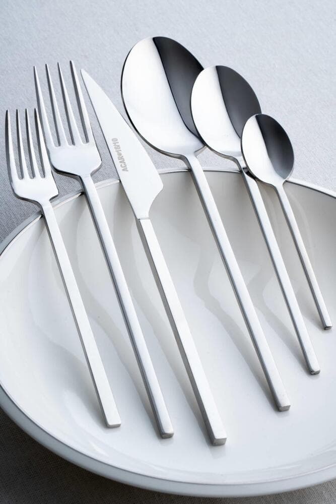 Acar Salvia Silver – Set lugë, pirunë dhe thika