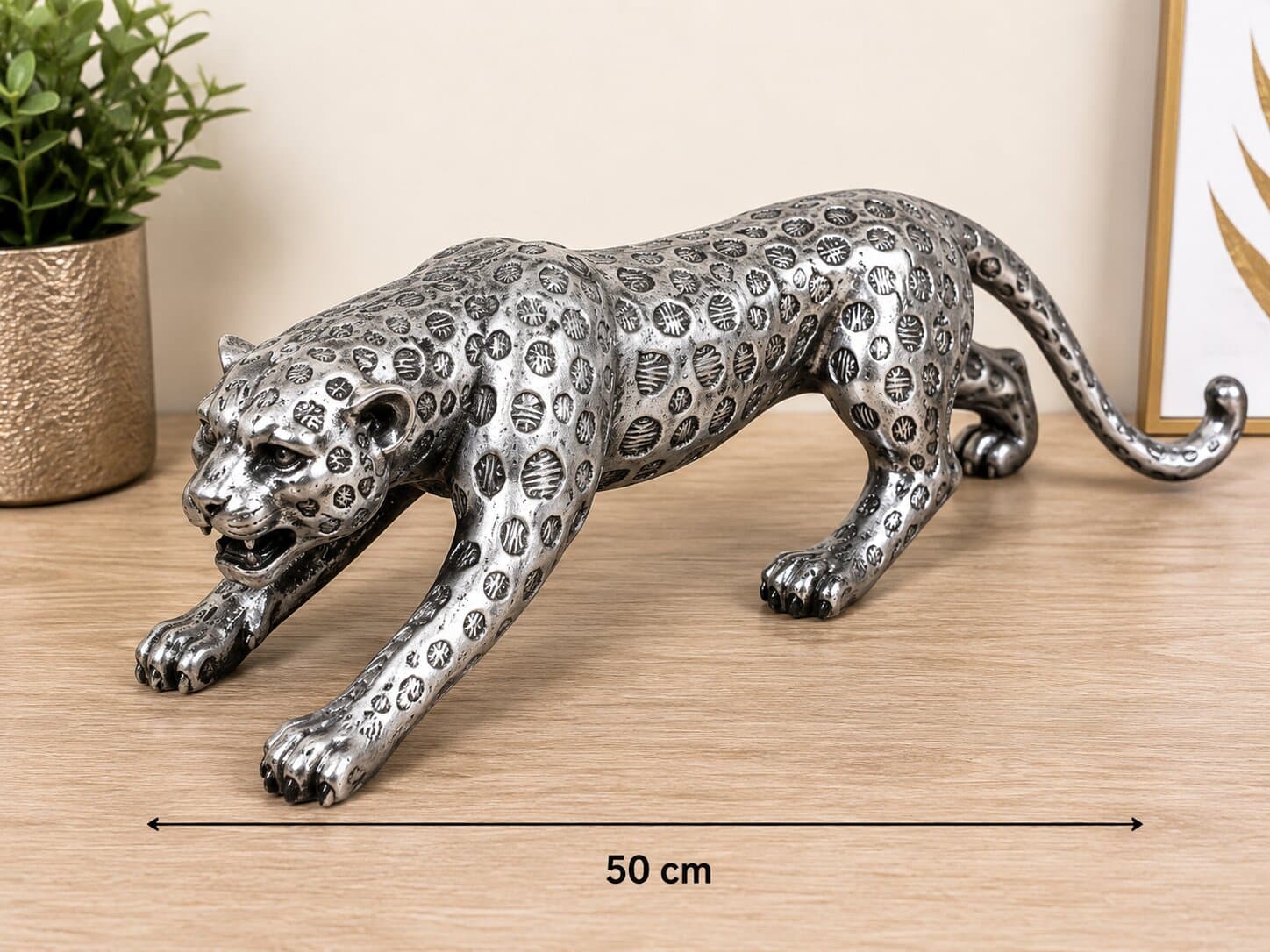 Statujë Dekorative Leopard Silver