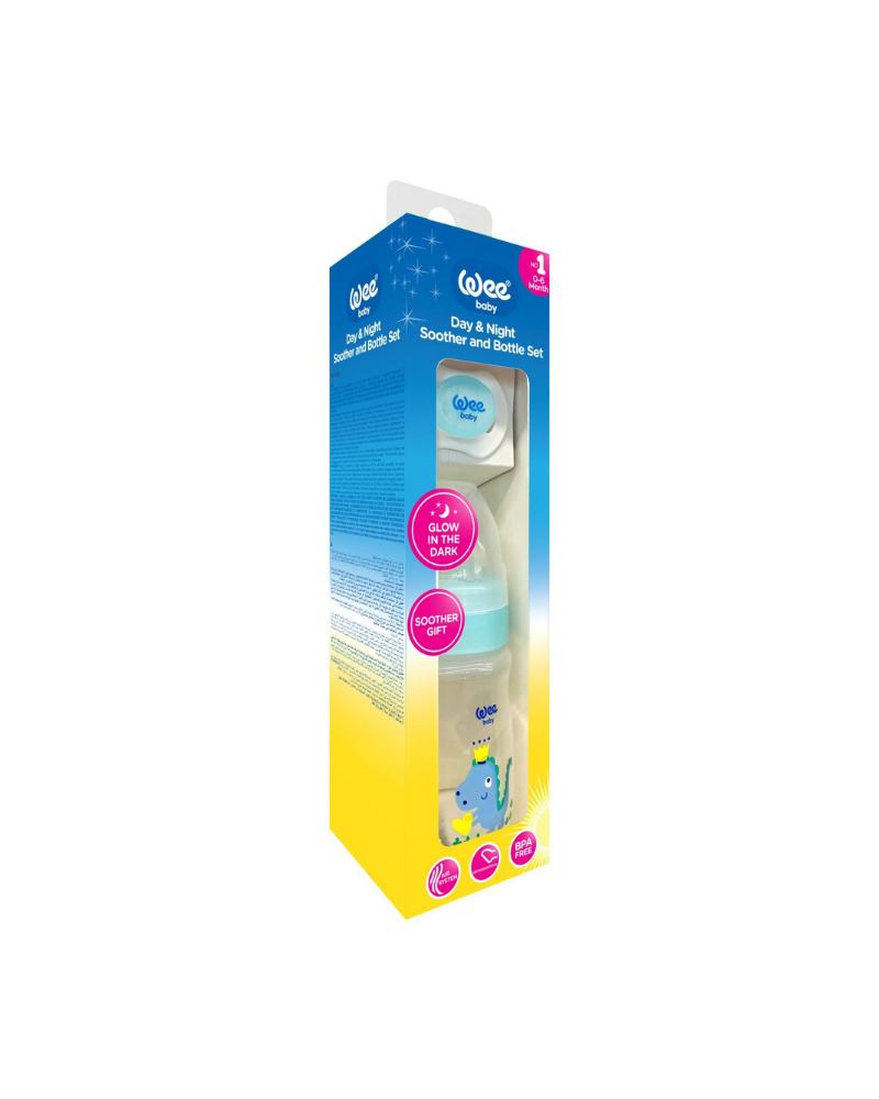 WEE BABY DAY AND NIGHT FEEDING BOTTLE AND SOOTHER